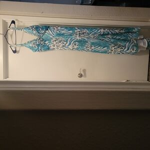 Blue and White Animal Print Maxi Dress